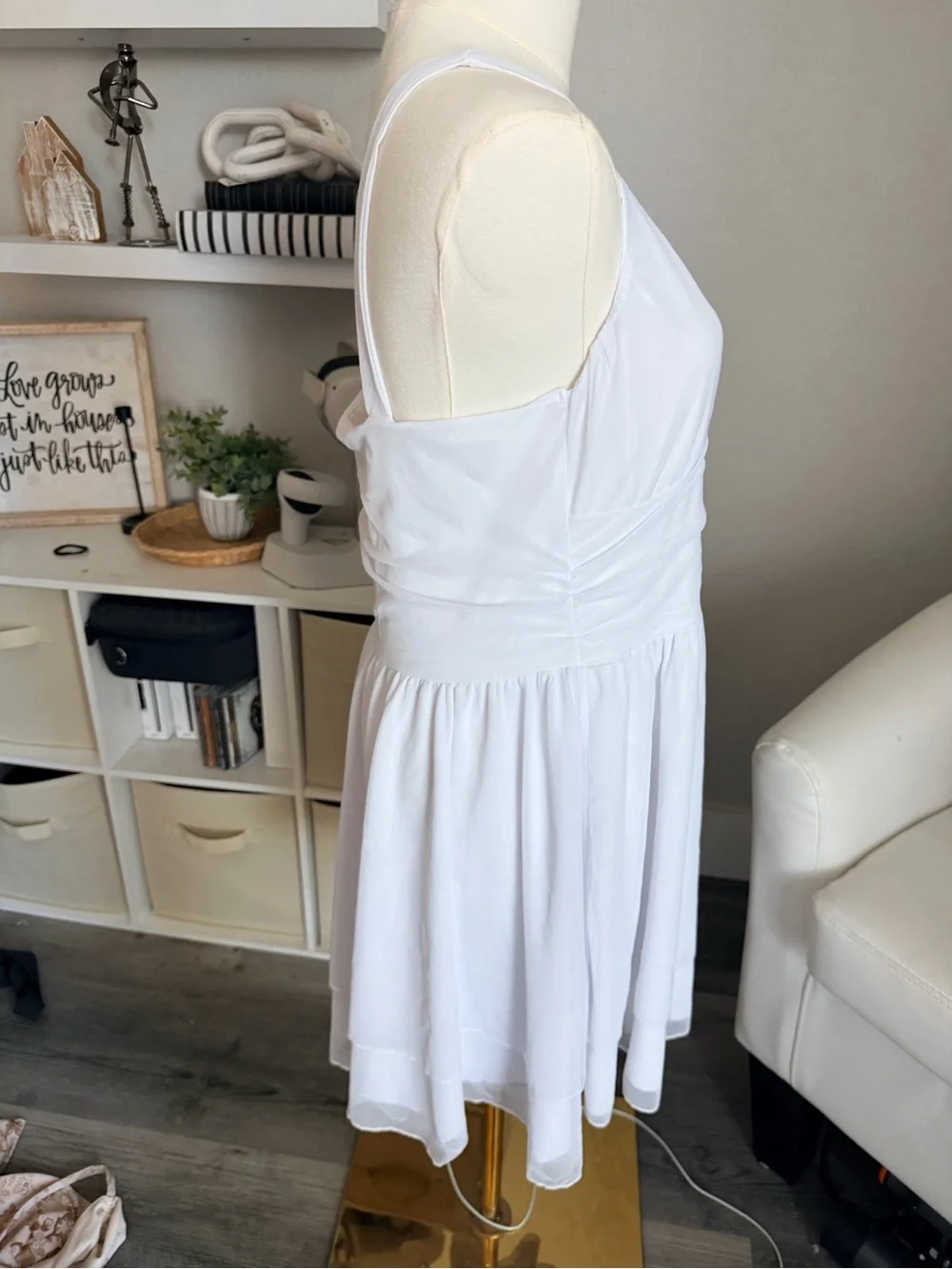 Amazon White Sleeveless V-Neck Mini Dress